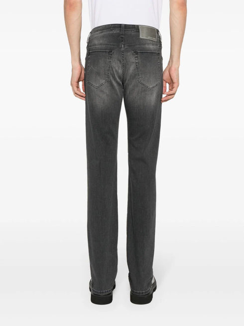 scarf-detail tapered jeans